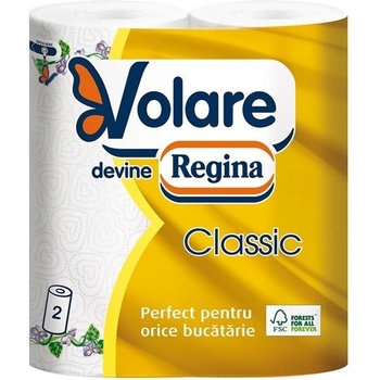 Volare Кухненска ролка Regina Classic, двупластова, целулоза, 2 броя, 48 къса, 10.6 m