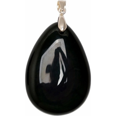Nefertitis Obsidián černý nebeské oko přívěsek stříbro NF63469