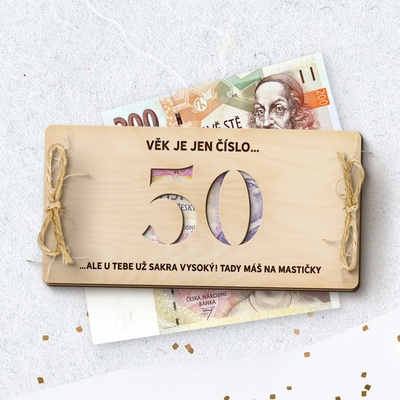 Dřevia Dárková obálka na peníze - Věk s vlastním textem