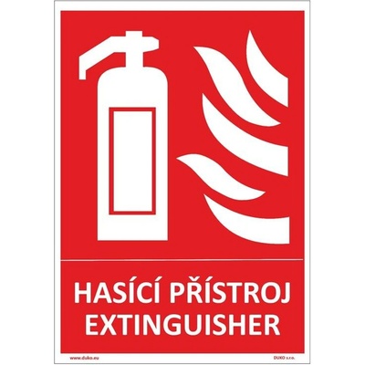 DUKO HASICÍ PŘÍSTROJ EXTINGUISHER Formát: 148 x 210 mm, Materiál: plast 0,5 mm, samolepící vinylová fólie