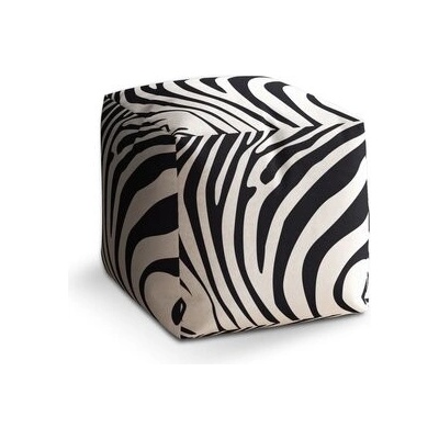 Sablio Taburet Cube Vzor zebry: 40x40x40 cm