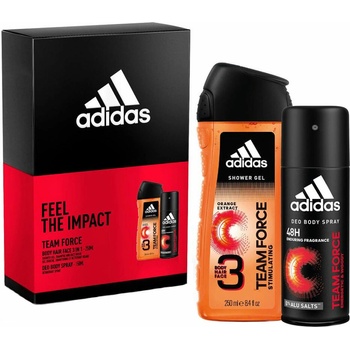 Adidas Team Force deospray 150 ml + sprchový gel 250 ml dárková sada
