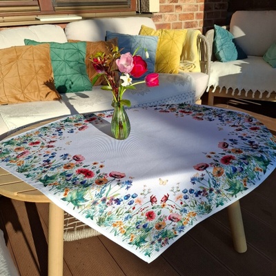 RAEBEL Kvietkový obrus 5801 biela Polyester 85x85 cm