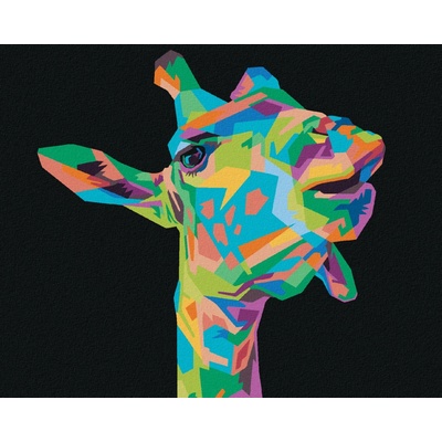 Zuty Malování podle čísel POP ART ŽIRAFA NA ČERNÉM POZADÍ