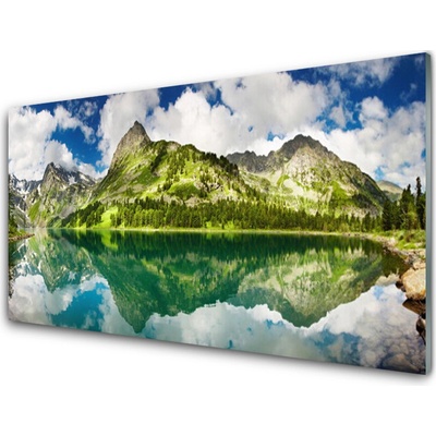 Obraz na skle Hory Jezero Krajina 100x50 cm
