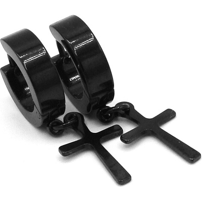 Steel Jewelry náušnice černý křížek z chirurgické oceli NS230944