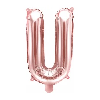 PartyDeco Балон от фолио Mini - Буква U 35см розово златен