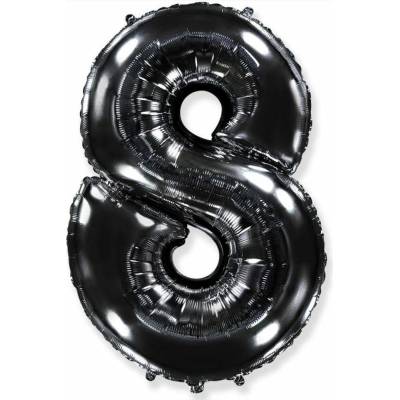 Čierny foliový balón číslice 8 102 cm Flexmetal