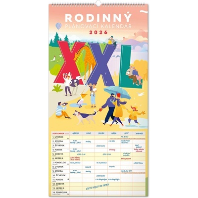 NOTIQUE - Rodinný plánovací nástenný kalendár XXL 2026, 33 × 64 cm – Zboží Dáma