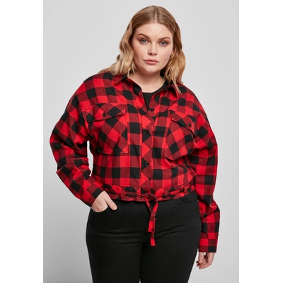Urban Classics Дамска карирана риза в червено и черно Urban Classics Ladies Short Oversized Check UB-TB3753-02374 - Червен, размер 4XL