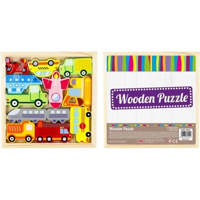 Dřevěné puzzle Auta 17x17x2cm
