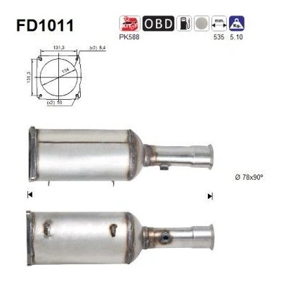 Filtr sazových částic, výfukový systém AS FD1011