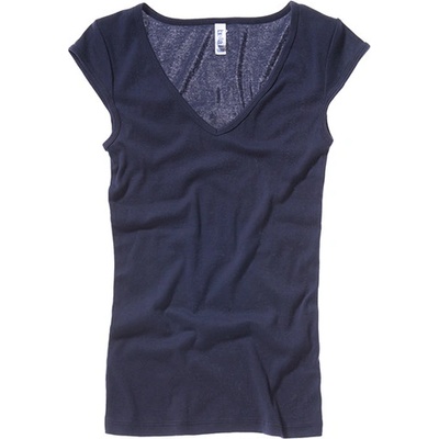Bella Mini Rib V Neck Tričko navy