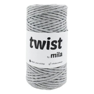 MILA macramé šňůra TWIST 3mm Šedá světlá