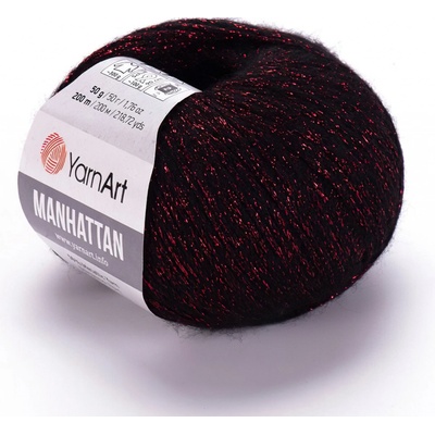 YarnArt Pletací / háčkovací příze MANHATTAN 904 metalická bordó, efektní, 50g/200m