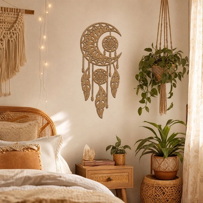 dřevo života Lapač snů MANDALA MOON Rozměry (cm): 27x60, Zvolte barvu dekoru: Buk