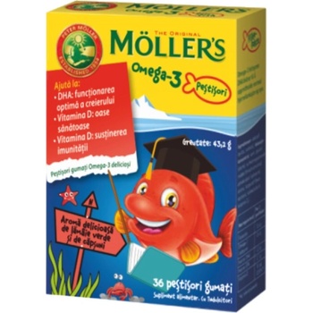 Möller’s Omega-3 Jelly Fish with Vitamin D-3 [36 желирани бонбони] Ягода