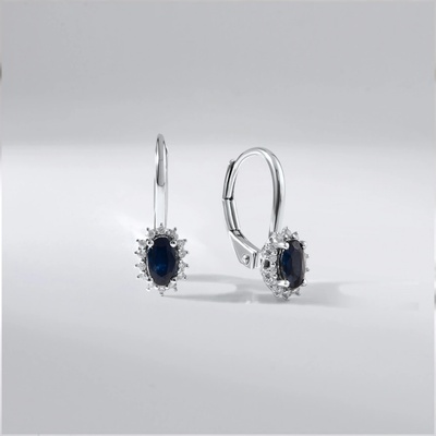 Lillian Vassago Patentové náušnice se safírem a brilianty bílé zlato LLV59-DER049WSF