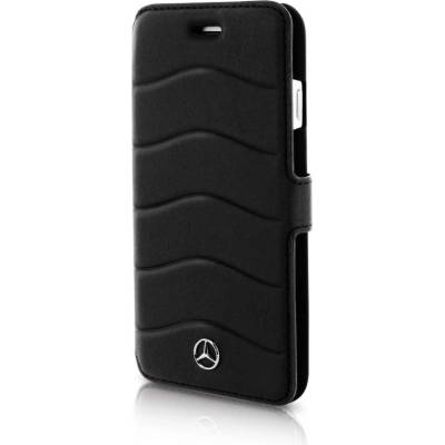 Mercedes-Benz Folio Case - кожен калъф (естествена кожа), тип портфейл за iPhone 8, iPhone 7 (черен)