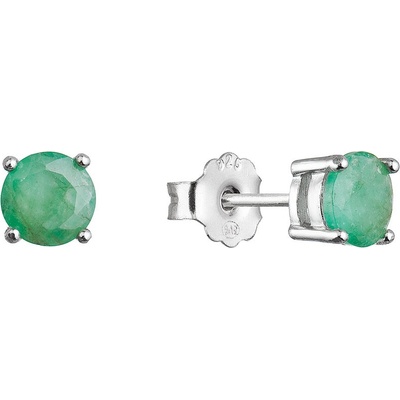 Pavona stříbrné náušnice pecky s pravými minerálními kameny zelené 11485.3 emerald