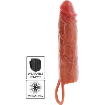 ToyJoy Get Real Hydrated Skin Penis Silicone Sleeve Vibrating 20cm Caramel