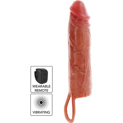 ToyJoy Get Real Hydrated Skin Penis Silicone Sleeve Vibrating 20cm Caramel