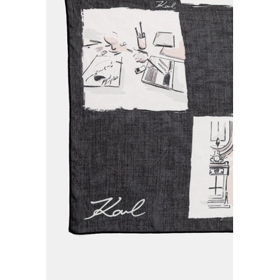 Karl Lagerfeld шал тип кърпа дамски с добавена коприна (B3W33021)