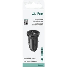 iPEAX Autonabíječka CL-03, 20 W, 1x USB-C a USB-A černá 90010123