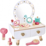 HaPe International Дървен детски комплект HaPe International - Тоалетка за гримиране, 14 части