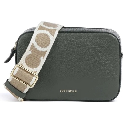 Coccinelle kožená crossbody kabelka malá tmavě zelená