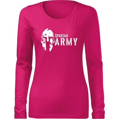 DRAGOWA Slim дамска тениска с дълъг ръкав, Spartan Army, розова, 160г/м2 (6031)