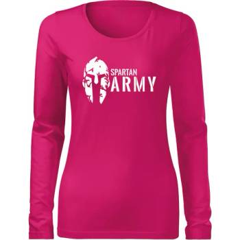 DRAGOWA Slim дамска тениска с дълъг ръкав, Spartan Army, розова, 160г/м2 (6031)