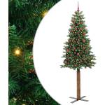vidaXL Тясно коледно дърво Зелен 210 cm ПВЦ и масивно борово дърво (3394877)