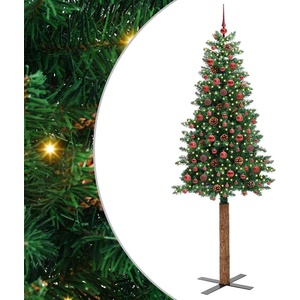 vidaXL Тясно коледно дърво Зелен 210 cm ПВЦ и масивно борово дърво (3394877)