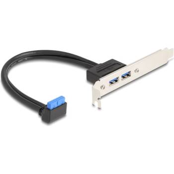 Delock Кабел на скобата с кука и примка 1 бр. Гайка с пинхед USB 5 Gbps с 90° огъване и 2 бр. USB 5 Gbps с гайка тип А 50 cm