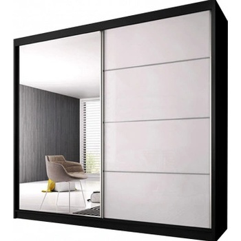 Idzczak Multi 35 183 cm s posuvnými dveřmi a zrcadlem Černá / bílá lesklá