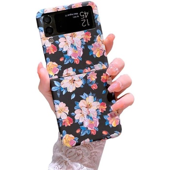 GKK Екзотичен Калъф за SAMSUNG Z Flip 4, Floral PC Case, Син (5906601069167)