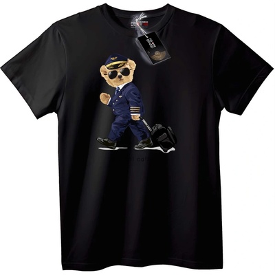 NOONEBRAND Тениска Пилот Мечка - XL, Black