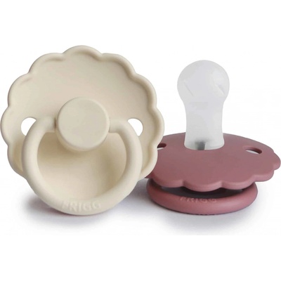 Frigg Daisy silikon dvojbalenie cumlíkov Cream/ Dusty Rose