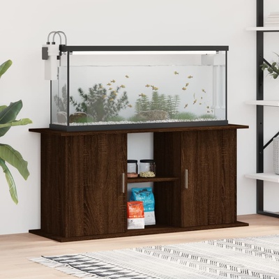 vidaXL Поставка за аквариум, кафяв дъб, 121x41x58 см, инженерно дърво (833622)