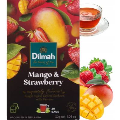 Dilmah Cejlónsky čierny čaj s arómou manga a jahody 20 x 1,5 g