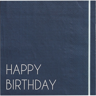 Ginger Ray Салфетки "Happy Birthday" в Тъмносиньо