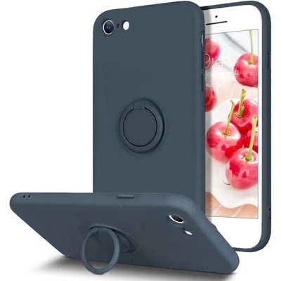 IPhone Кейс Vennus Silicone Ring за IPhone 7/8/SE 2020/SE 2022, Метален ринг, Защита около камерата, Син (3483)