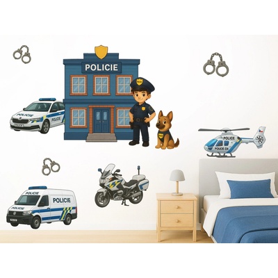 Nalepte.cz Polícia textilní prelepiteľné nálepky na stenu arch 46 x 31 cm