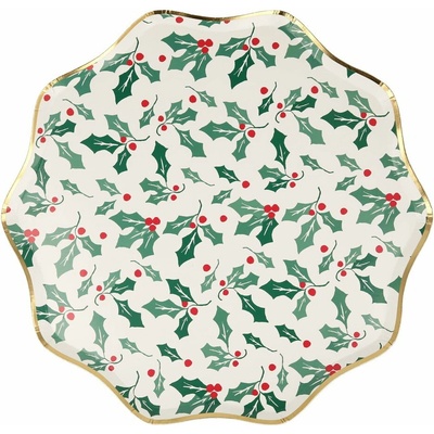 Papierové jednorazové tácky v súprave Holly Pattern – Meri