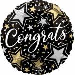 Anagram Черен фолиев балон „Congrats със златни и сребърни звезди (4697201)