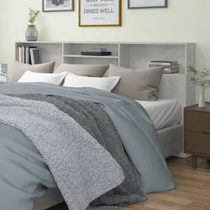 vidaXL Табла за легло тип шкаф, бетонно сива, 220x19x101, 5 см (811902)