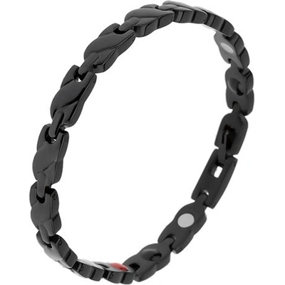 Šperky eshop čierny oceľový náramok obdĺžnikové články so šikmým pásom magnety SP17.15