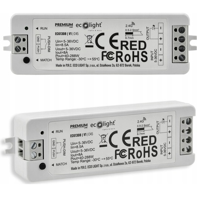 Stmívač LED pásků rf mono 5-36v 12v 24v 8a EC61308