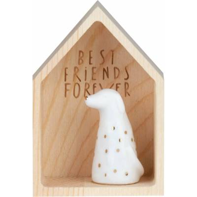 räder Mini dekorace Friendship Dog, hnědá barva, dřevo, porcelán